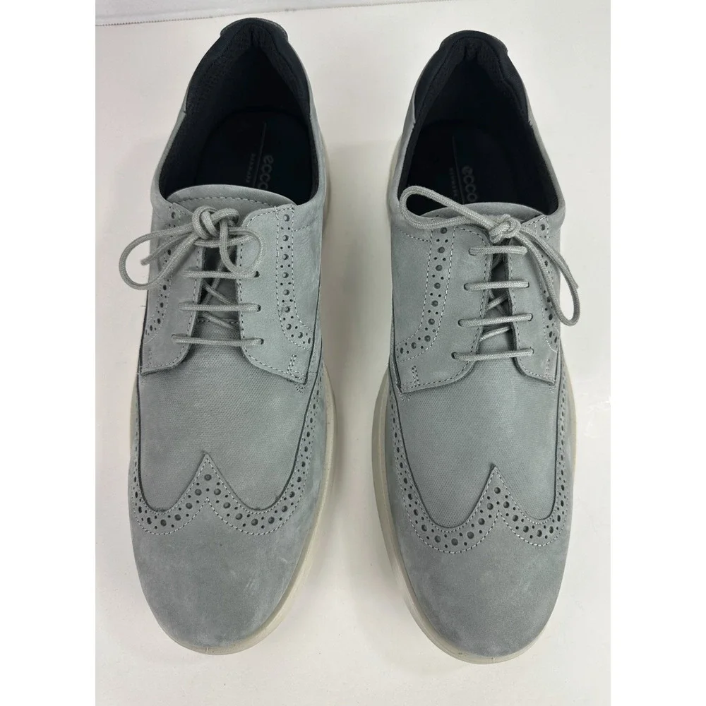 ECCO S Lite Hybrid Grey Oxford Wingtip Shoes Nubuck Brogue EU 45 Men's US 11 - Picture 14 of 16